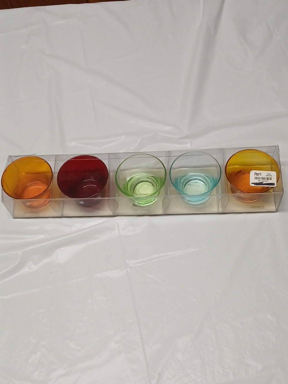 Pier 1 Vintage Multi Color Flared Rim Glass Tea Light Candle Holders Lot of 5